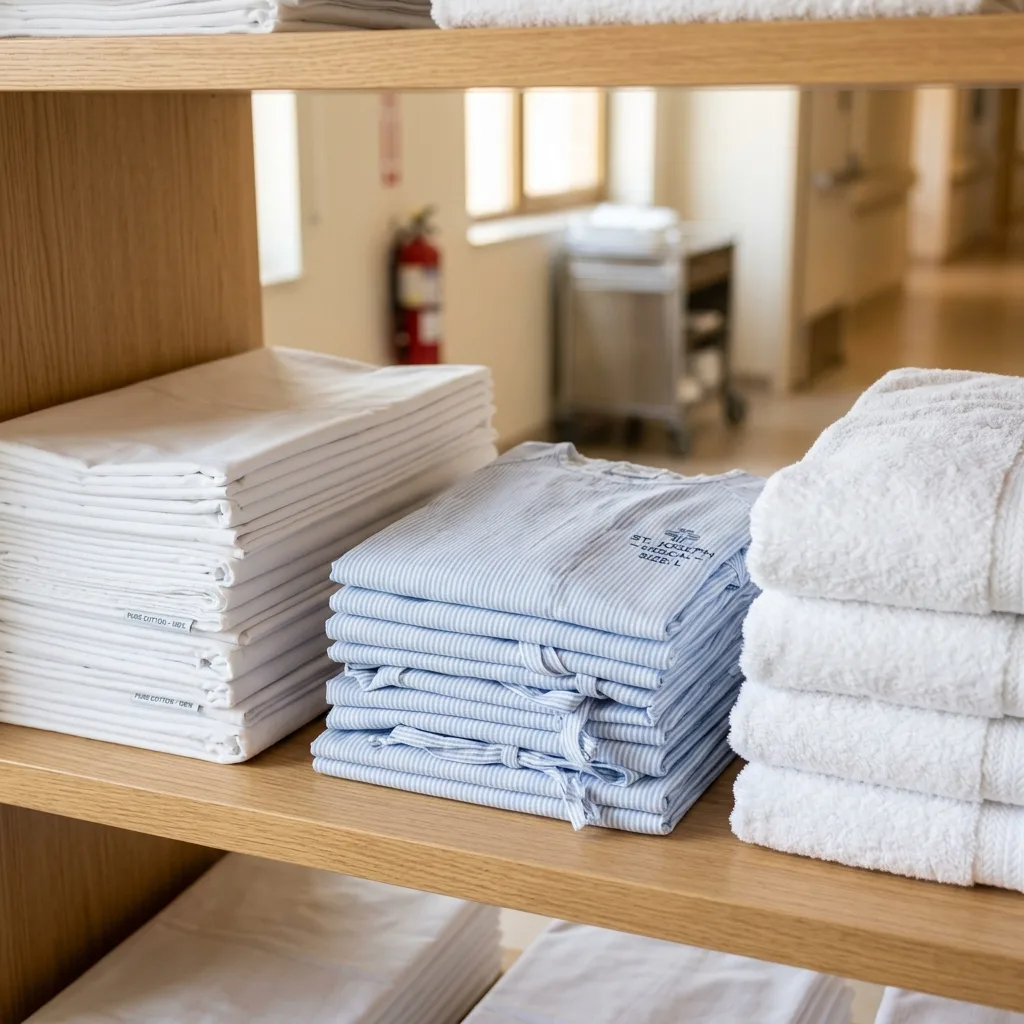 Neatly Stacked Certified Hospital Textiles